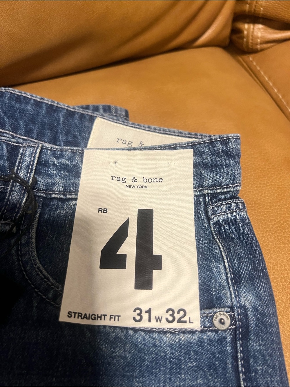 rag & bone Straight Leg Jeans in Deep Blue Denim - Picture 2 of 6
